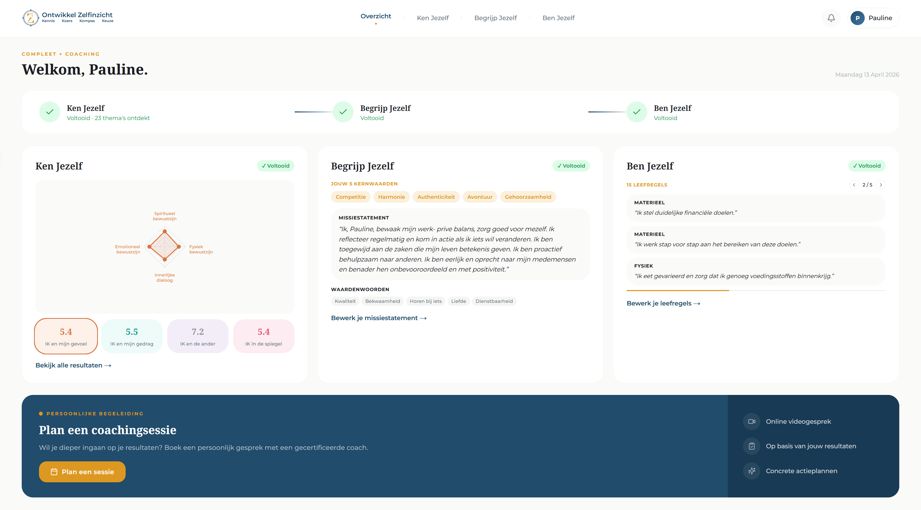 Ontwikkel Zelfinzicht - Dashboard